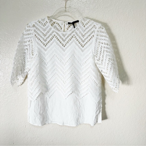 Maje Elegant White Lace Top size 2 M - Picture 2 of 10